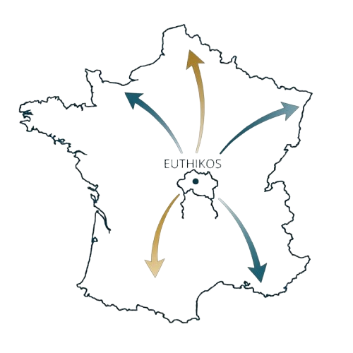 Euthikos-zone-intervention A partir de sa base en Allier, au centre de la France, Euthikos intervient sur tout le territoire français.